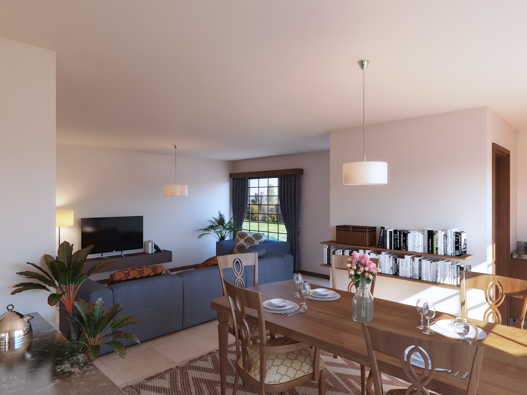 4 Bedroom Bungalow - ID 4151 - 4BED BNGL TP5.3 OP1 INTERIOR.jpg from Inuua Tujenge house plans with 4 bedrooms and 2 bathrooms. ( bungalow )