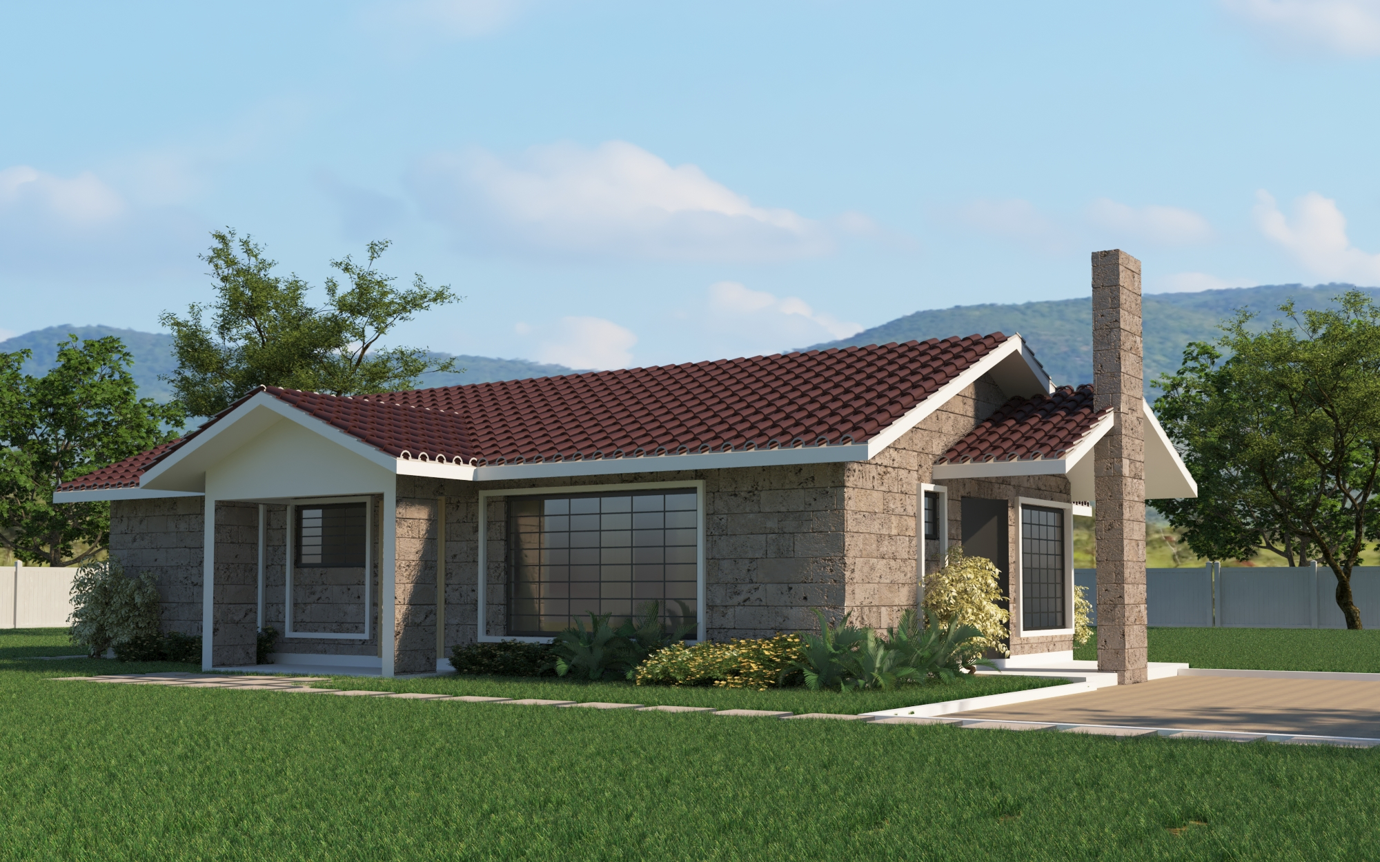 4 Bedroom Bungalow - ID 4151 - 4 BED BNGL TP5.3 OP1 FRONT.jpg from Inuua Tujenge house plans with 4 bedrooms and 2 bathrooms. ( bungalow )